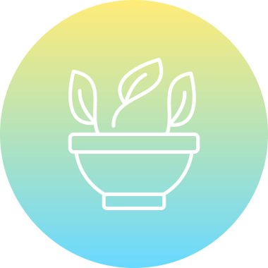 Yuvarlak kaseden çıkan üç küçük yaprağı gösteren uygulama simgesi