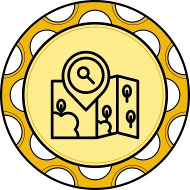 Konum iğnesi ve ağaçlara sahip simgeyi haritala