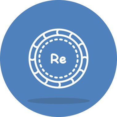 Yuvarlak mavi sikke ve içinde sembol var.