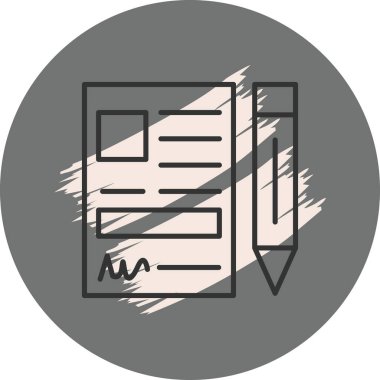 Kalem ve kağıt içeren basit belge simgesi