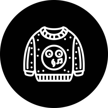 Gülen surat ve notalı siyah kazak.