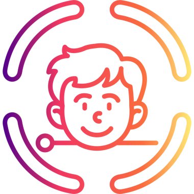 Gülümseyen çocuk dairesel grafik tasarımı ile