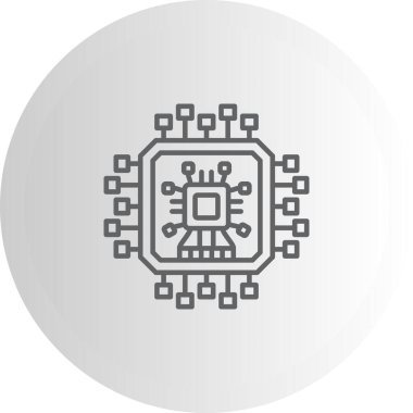 Devre kartlı mikroçip simgesi. Doğrusal ve siluet biçimi.