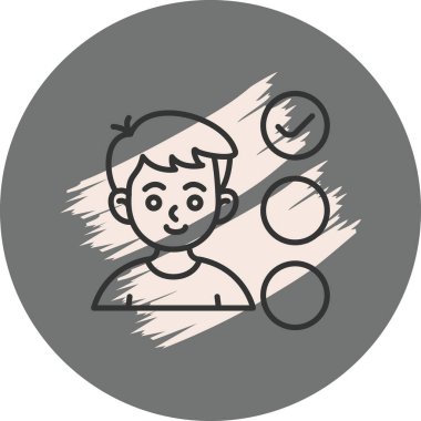 Çek kutuları ve daireleri olan gülümseyen çocuk.