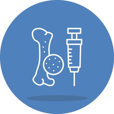 Mavi dairesel arkaplanda kemik ve şırınga