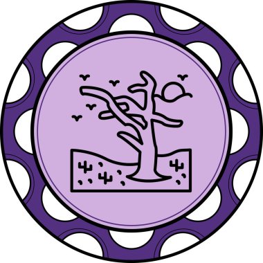 Güneş ve ağaç içeren soyut tasarım