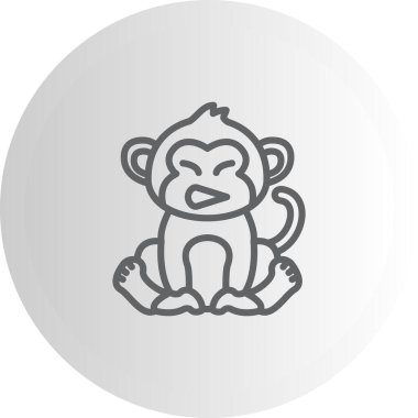 Çizgi Maymun Çizgisi Simgesi, Beyaz Arkaplanda Yaratıcı İllüstrasyon