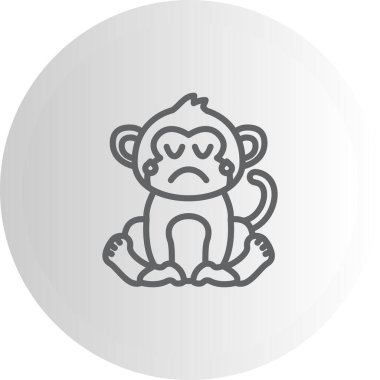 Çizgi Maymun Çizgisi Simgesi, Beyaz Arkaplanda Yaratıcı İllüstrasyon