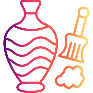 Fırça ve kil kaplı renkli vazo