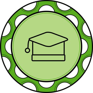 Yeşil dairesel arkaplanda mezuniyet başlığı simgesi