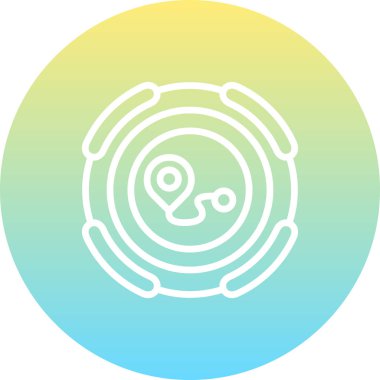 Konum iğnesi ve çizgileri olan dairesel logo