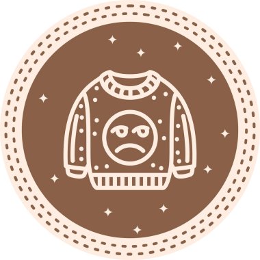 Üzücü yüz grafik tasarımlı süveter