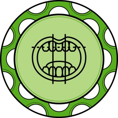 Ağız çizimi içeren dairesel yeşil tasarım