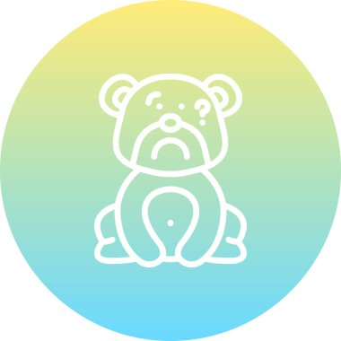 Renkli arka planda oturan sevimli oyuncak ayı.