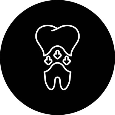 Diş kaplaması simgesi. Yapay protez kapak diş eti içindeki insan dişlerinin üzerine konarak diş hekimliği prosedürünü ya da diş onarımını temsil eder..