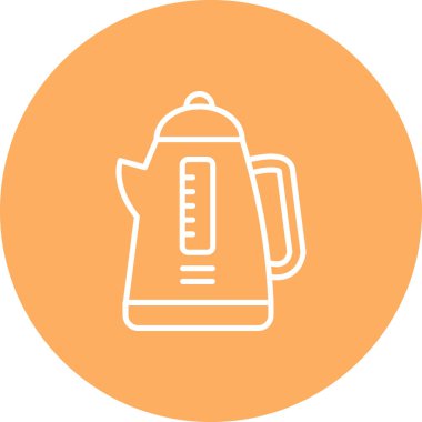 simge, su seviyesi penceresi ve sapı olan tek bir modern elektrikli su ısıtıcısı tasvir eder,