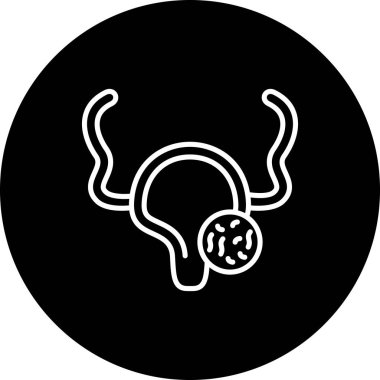 Bu tıbbi ikon özellikle rahmin dış duvarına iliştirilmiş büyük bir fibroid ya da kisti vurgulayan dişi üreme sistemini içerir..