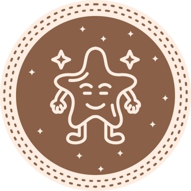 Yıldız Şeklinde Emoji Çizgisi Simgesi, Beyaz Arkaplanda İzole Edilmiş Basit Resimler