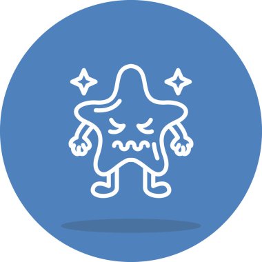 Yıldız Şeklinde Emoji Çizgisi Simgesi, Beyaz Arkaplanda İzole Edilmiş Basit Resimler