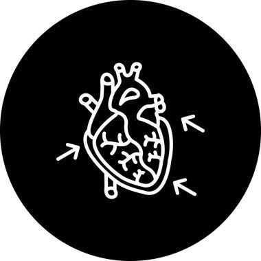 Beyaz arka planda karıncığını gösteren küçük okları olan insan kalbi..