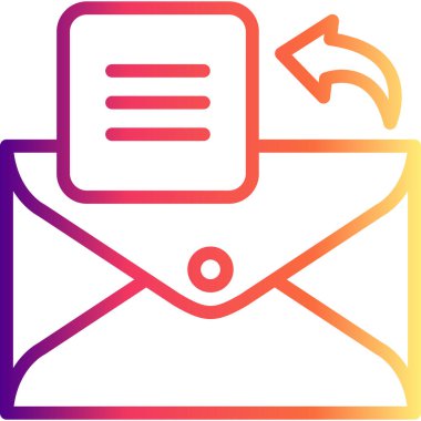 Mavi daire içinde belge ve ok içeren beyaz zarf simgesi.