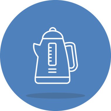 simge, su seviyesi penceresi ve sapı olan tek bir modern elektrikli su ısıtıcısı tasvir eder,