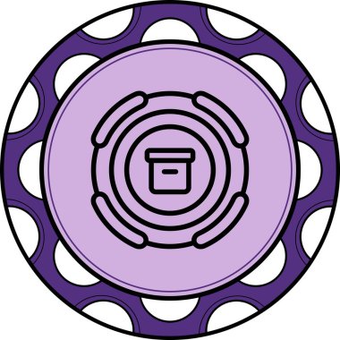 Merkezde eşmerkezli daireler ve bir kutu sembolü bulunan bir simge dairesel çerçeve içinde görüntülenir