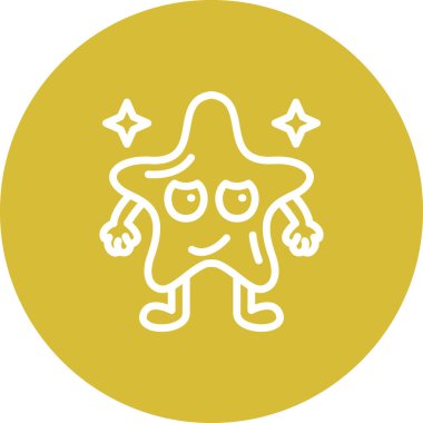 Yıldız Şeklinde Emoji Çizgisi Simgesi, Beyaz Arkaplanda İzole Edilmiş Basit Resimler