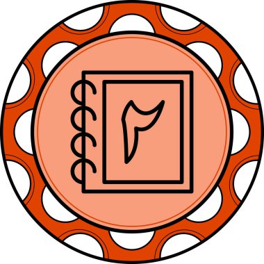 Büyük Urduca gösteren bir spiral defter. Ön kapakta iki numara var..