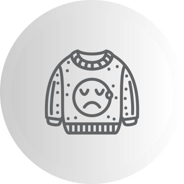 Emoji Satır Simgesi olan süveter, Beyaz Arkaplanda İzole Edilmiş Basit İllüstrasyon