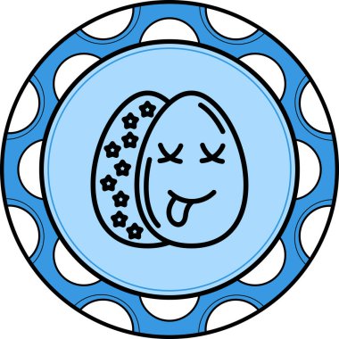 Paskalya Yumurta Çizgisi Simgesi, Düz Emoji, Basit Resimler Beyaz Arkaplanda İzole Edildi