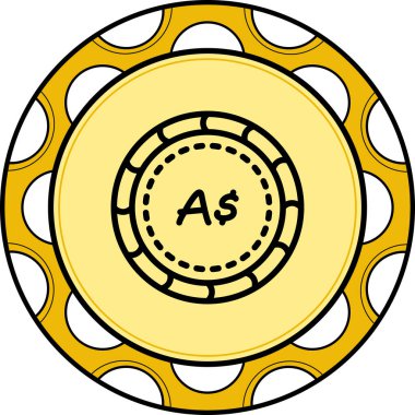 Australian Dollar coin icon, currency symbol