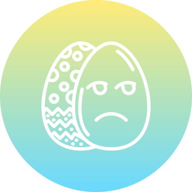 Paskalya Yumurta Çizgisi Simgesi, Düz Emoji, Basit Resimler Beyaz Arkaplanda İzole Edildi
