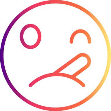 Hasta emoji suratlı, gözü kapalı ve ağzında hüzün gösteren termometre var. Uygulama için uygun simge.