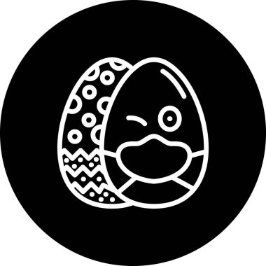 Paskalya Yumurta Çizgisi Simgesi, Düz Emoji, Basit Resimler Beyaz Arkaplanda İzole Edildi