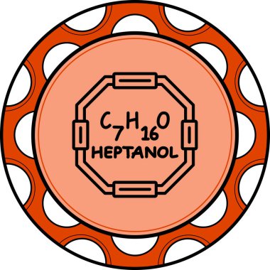 Chemical structure of Heptanol molecule, web simple icon