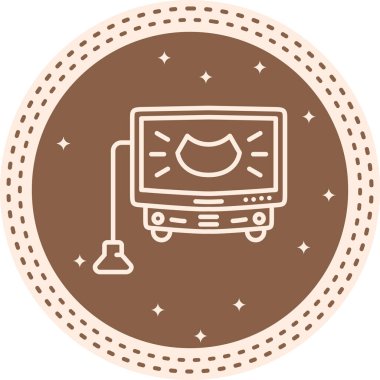 Ultrasound Machine Line Simgesi Basit Resimler Beyaz Arkaplanda İzole Edildi