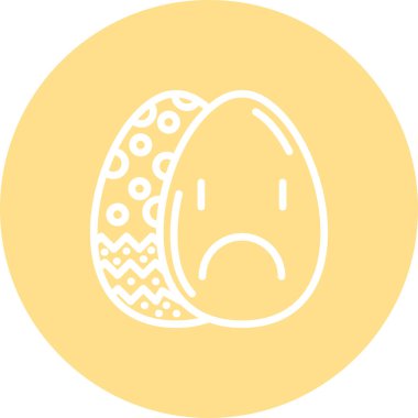 Paskalya Yumurta Çizgisi Simgesi, Düz Emoji, Basit Resimler Beyaz Arkaplanda İzole Edildi