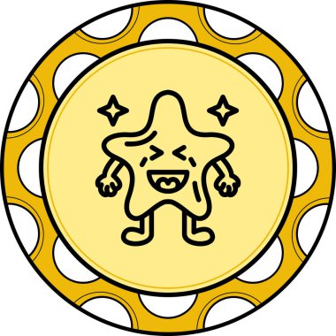 Yıldız Şeklinde Emoji Çizgisi Simgesi, Beyaz Arkaplanda İzole Edilmiş Basit Resimler