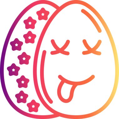 Paskalya Yumurta Çizgisi Simgesi, Düz Emoji, Basit Resimler Beyaz Arkaplanda İzole Edildi