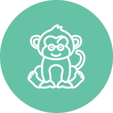 Çizgi Maymun Çizgisi Simgesi, Beyaz Arkaplanda Yaratıcı İllüstrasyon