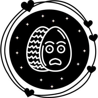 Paskalya Yumurta Çizgisi Simgesi, Düz Emoji, Basit Resimler Beyaz Arkaplanda İzole Edildi