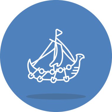 Viking gemisi basit düz resimleme