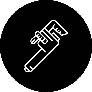 Bu doğrusal simge, bakım uygulamalarında veya web sayfalarında kullanmak için uygun bir boru anahtarını sıkıca kavrayan bir eli resmeder.