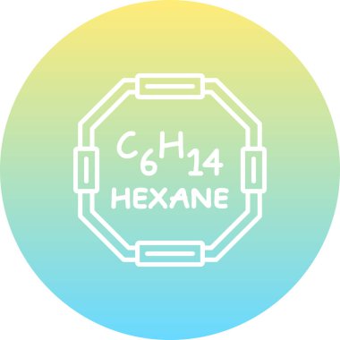 Hexane molekülünün kimyasal yapısı, basit web simgesi