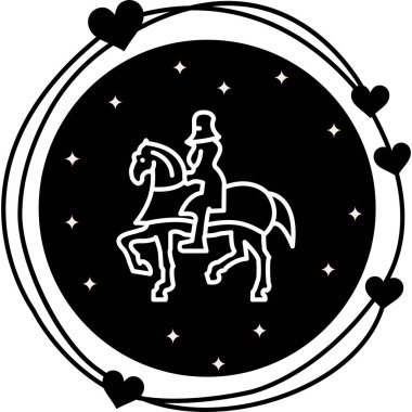 Beyaz çizgi ikonu, zırhlı şövalyeyi ve mızrağı yürürken gösteriyor..