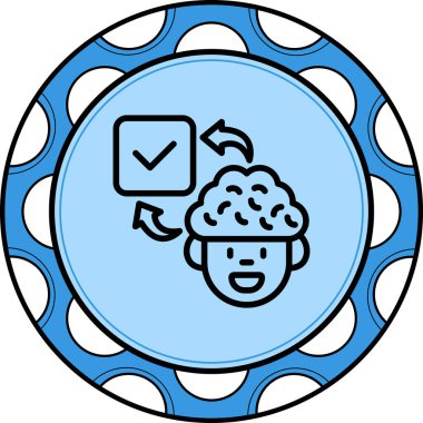 Beyni olan insan kafası simgesi, vektör çizimi basit tasarım