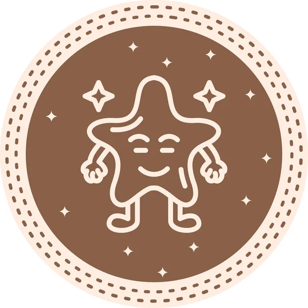 Yıldız Şeklinde Emoji Çizgisi Simgesi, Beyaz Arkaplanda İzole Edilmiş Basit Resimler