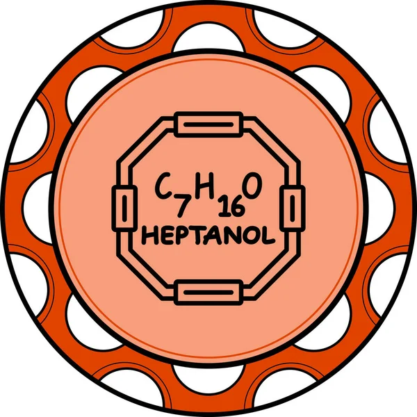Heptanol molekülünün kimyasal yapısı, basit web simgesi
