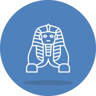 Minimalist çizgi simgesi, Giza heykelinin büyük bir sfenksini ön planda otururken tasvir eder